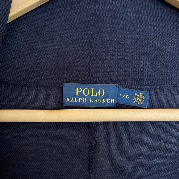 Polo Ralph Lauren Navy Blue Cotton Silk Jersey Open Front Cardigan Sweater - Picture 4 of 7